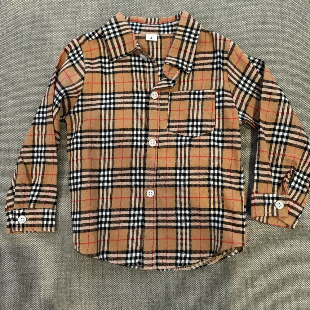 Honey Bean plaid shirt- size 4 button down.